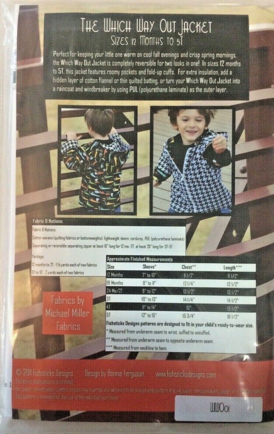 FISHSTICKS- THE WHICH WAY OUT JACKET- SIZES 12 MO - 5T