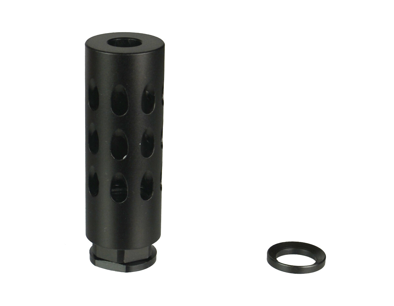 1/2-28 TPI Thread Low Concussion Muzzle Brake Anodized Black For 9mm