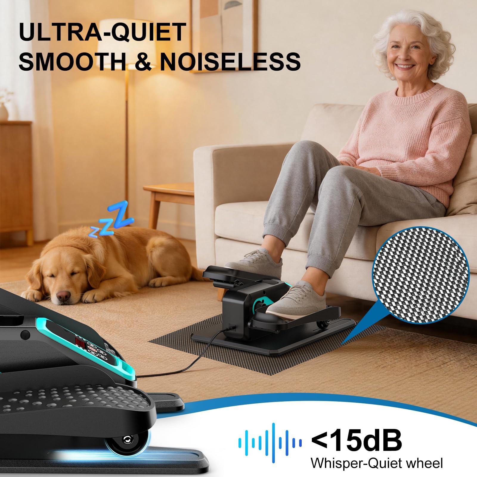 018 Under Desk Elliptical Leg Exerciser While Sitting for Seniors