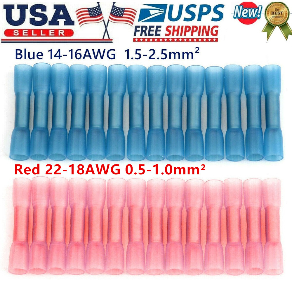 600PCS Heat Shrink But Connectors Waterproof Electrical Wire Marine Butt Splice