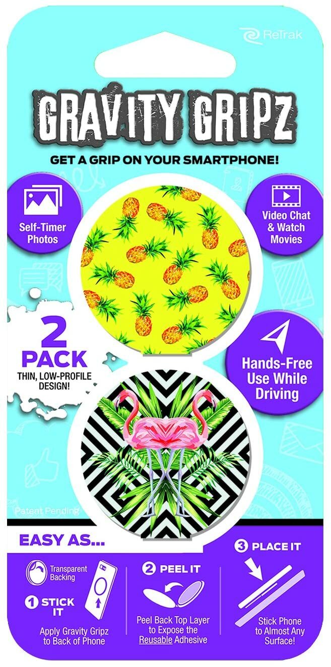 New Retrak Gravity Gripz 2-Pack Set, Pineapple and Flamingo
