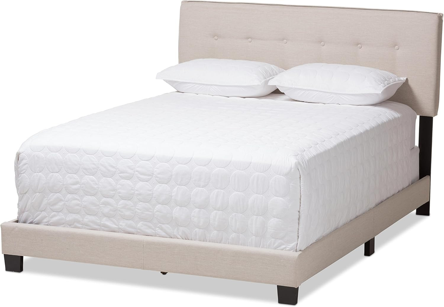 Audrey Light Beige Upholstered Full Size Bed - Modern Contemporary Design