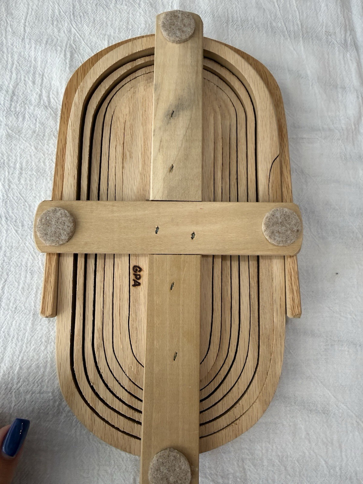 Hand Burned/painted/crafted Trivet/collapsible Basket Red Cardinal Initialed