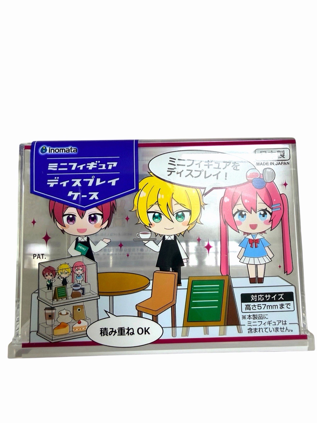3x Inomata Mini Figure Display Case Clear Showcase Stackable Made in Japan