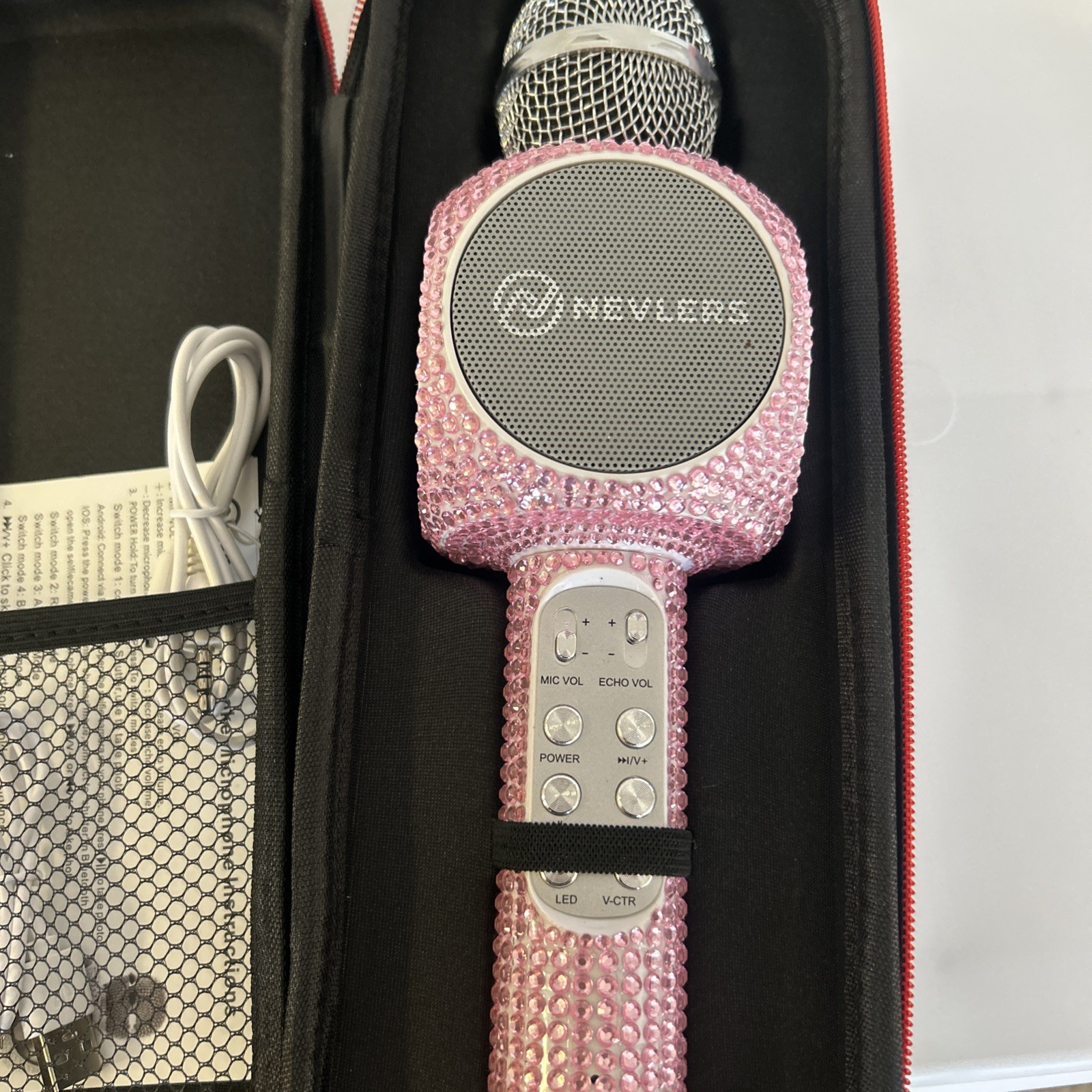 Pink Micgeek Wireless Bluetooth Karaoke Microphone Speaker Home USB Player