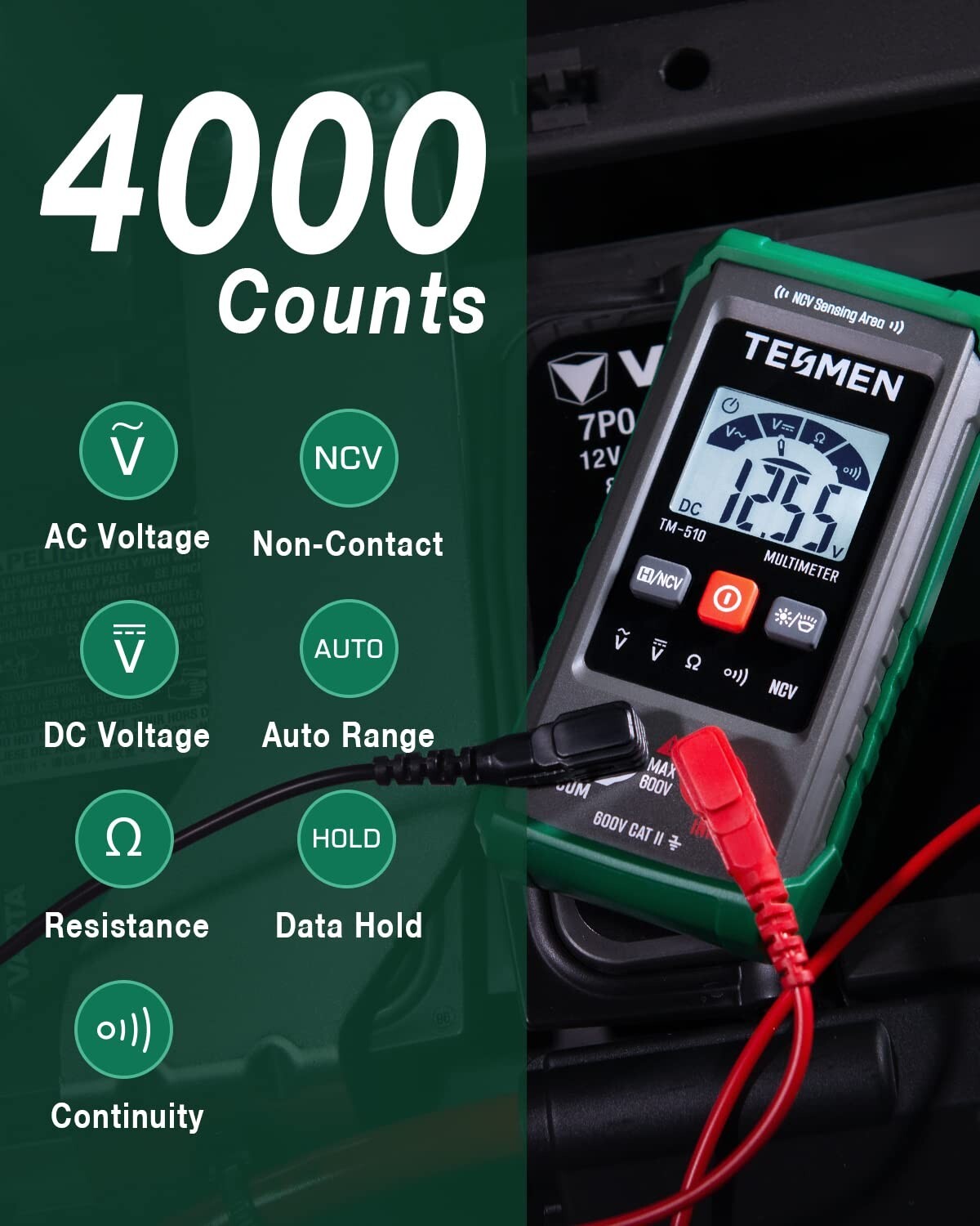 TESMEN TM-510 Digital Multimeter 4000 Counts Smart Measurement Auto Ranging
