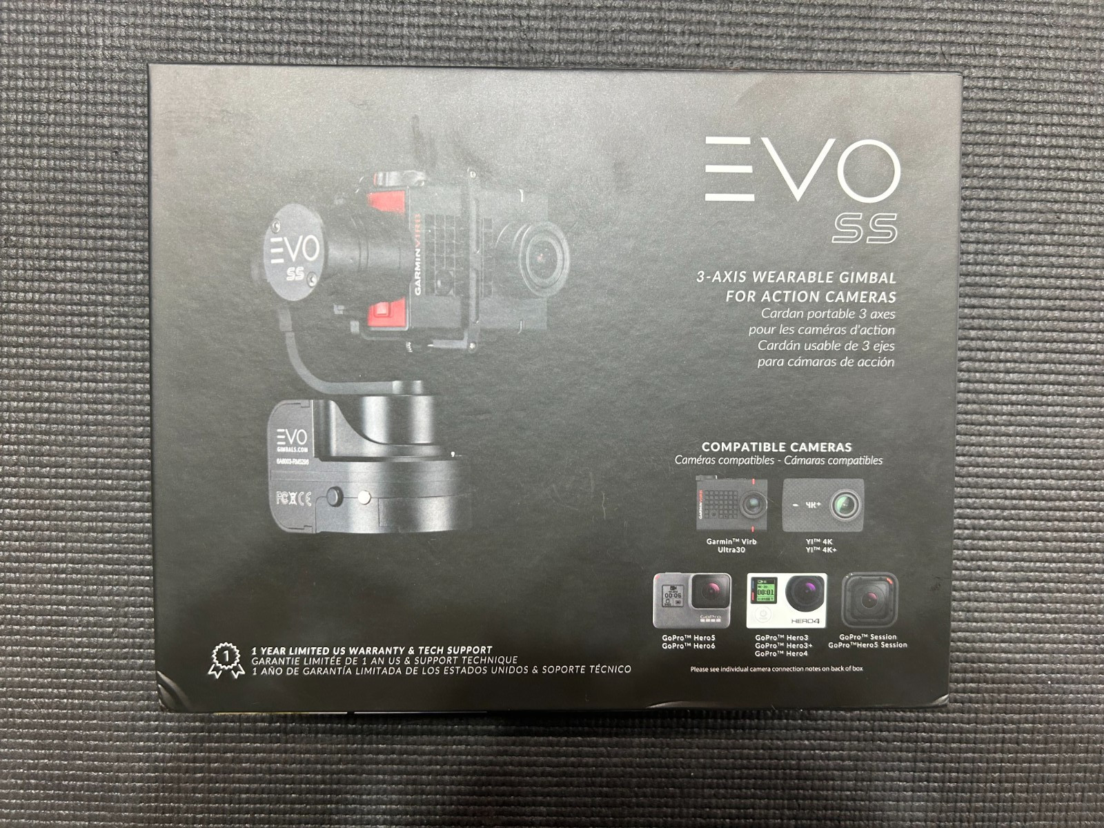 EVO SS 3-Axis Wearable Gimbal Stabilizer - Action Cameras (GP Hero 3-6 & more)