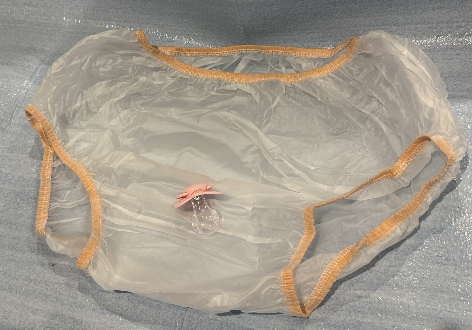 Adult Plastic Pants XL Size With Adult Pacifier Combination (Pink Colour)