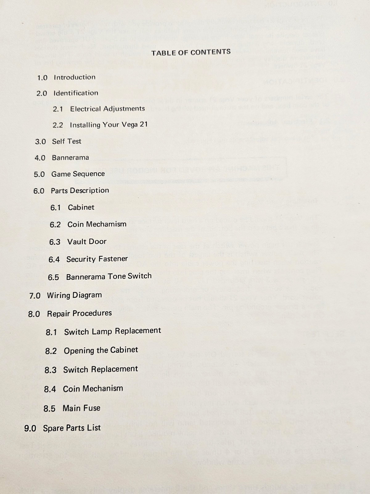ORIGINAL COMPUTER KINETICS VEGA 21 BARTOP GAME OWNERS MANUAL