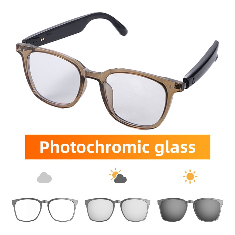 Smart AI Glasses Sunglasses Photosensitive Color Bluetooth Call Music Headset