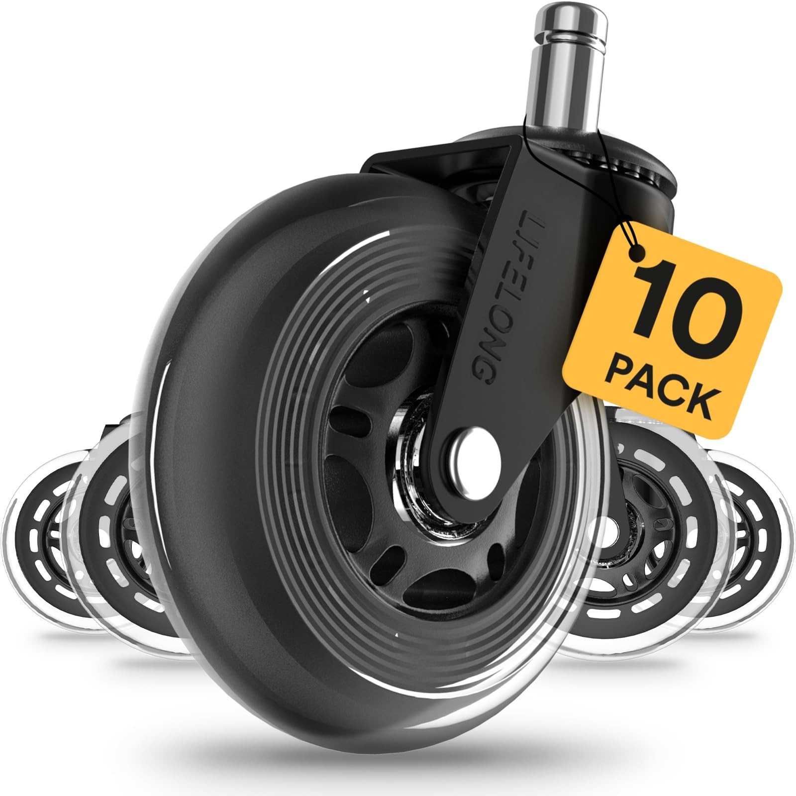 Lifelong Office Chair Wheels Replacement Rubber Chair Casters for Hardwood Fl...