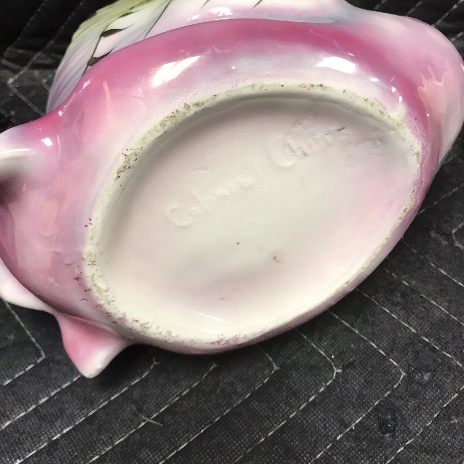 Pair MCM Lusterware Swan Planters Pink Marked COLONIAL CHINA
