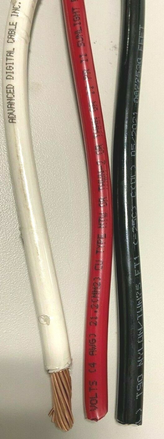 5' EA THHN THWN 4 AWG GAUGE BLACK WHITE RED COPPER WIRE