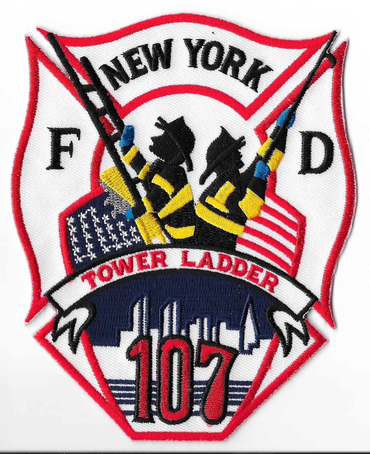 New York Fire Department (FDNY) Ladder 107 Shoulder Patch V1