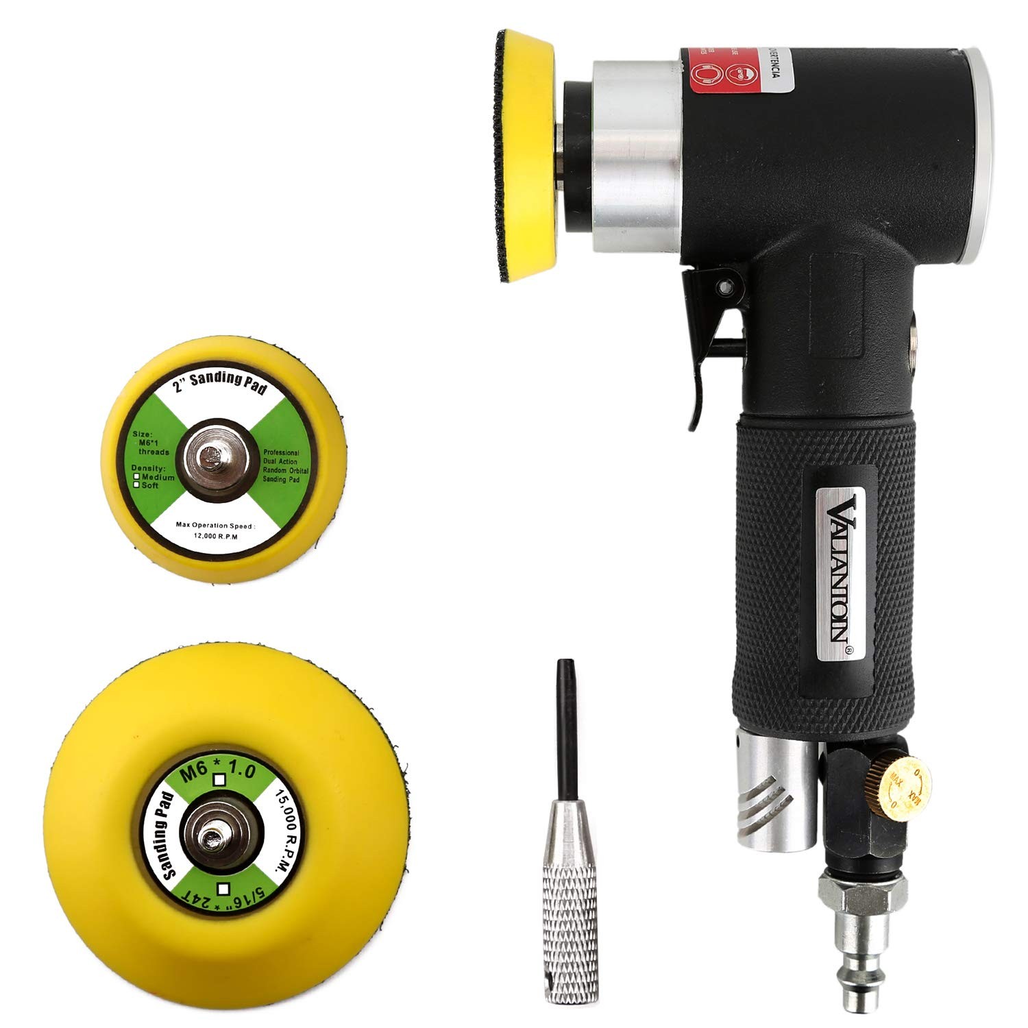 Valianto 2" 3" Mini Air Sander Pneumatic Sander Random Orbital Eccentric Dual Ac