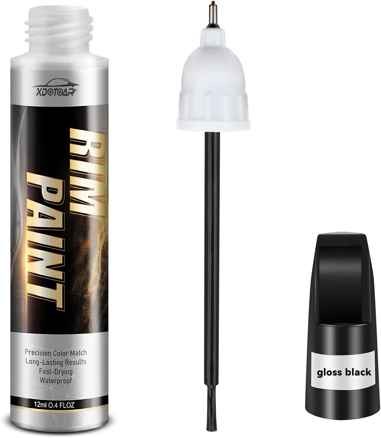 Matte Black Rim Touch Up Paint, 0.4 Fl Oz (Pack of 1), Universal