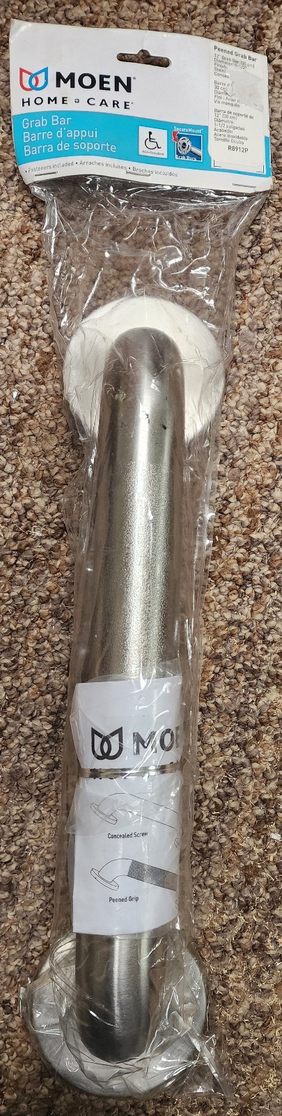MOEN HOME CARE SAFETY 12 INCH STAINLESS STEEL BATHROOM GRAB BAR R8912P CONCEALED