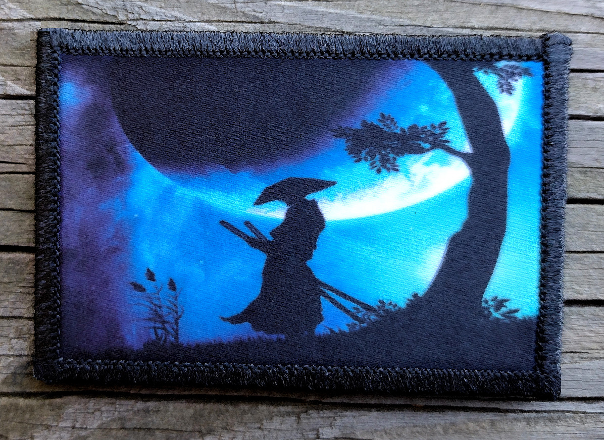 Samurai Blue Sky Morale Patch Hook and Loop Katana Army Custom Tactical 2A Gear