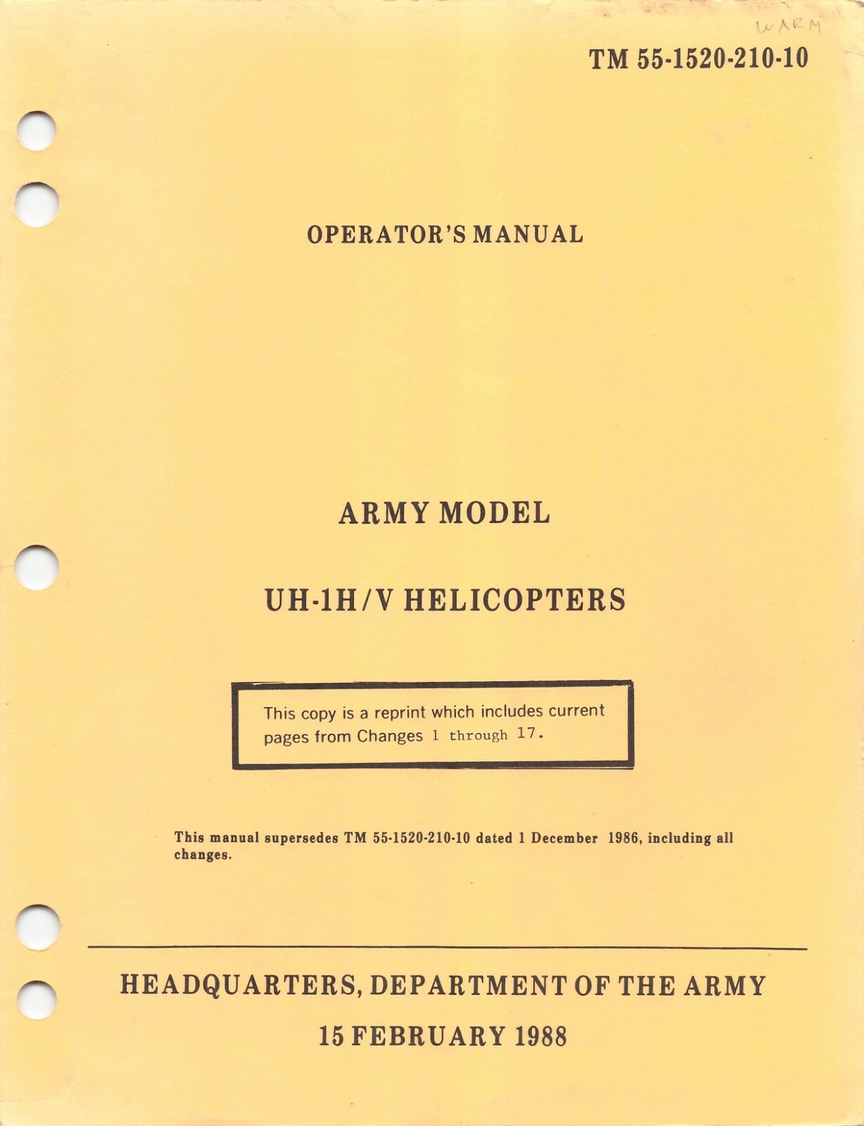 Bell UH-1H/V "Huey"  Helicopter 1999 Operator's Manual Flight Manual -CD Version