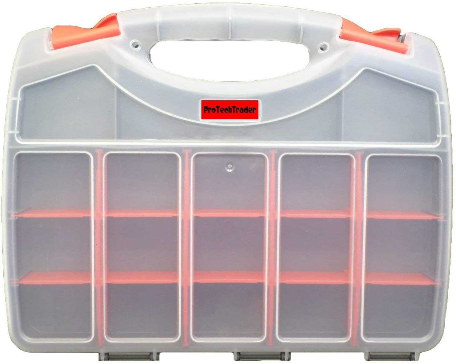 2 Sided Storage Organizer Carrying Case Adjustable Compartments Crafts 13.5in