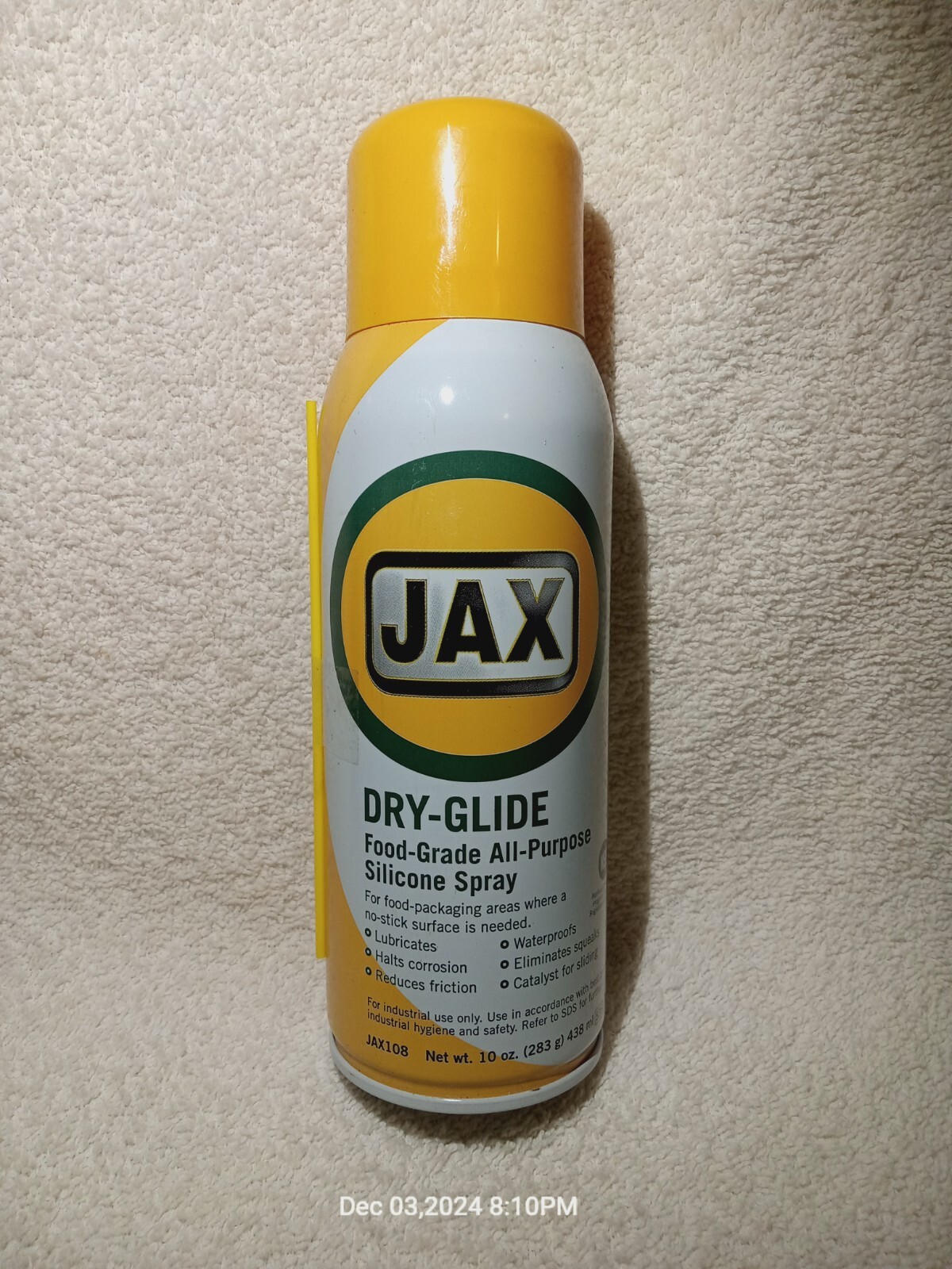 JAX #108 Dry-Glide - Silicone Lubricant  Aerosol - 10oz Can