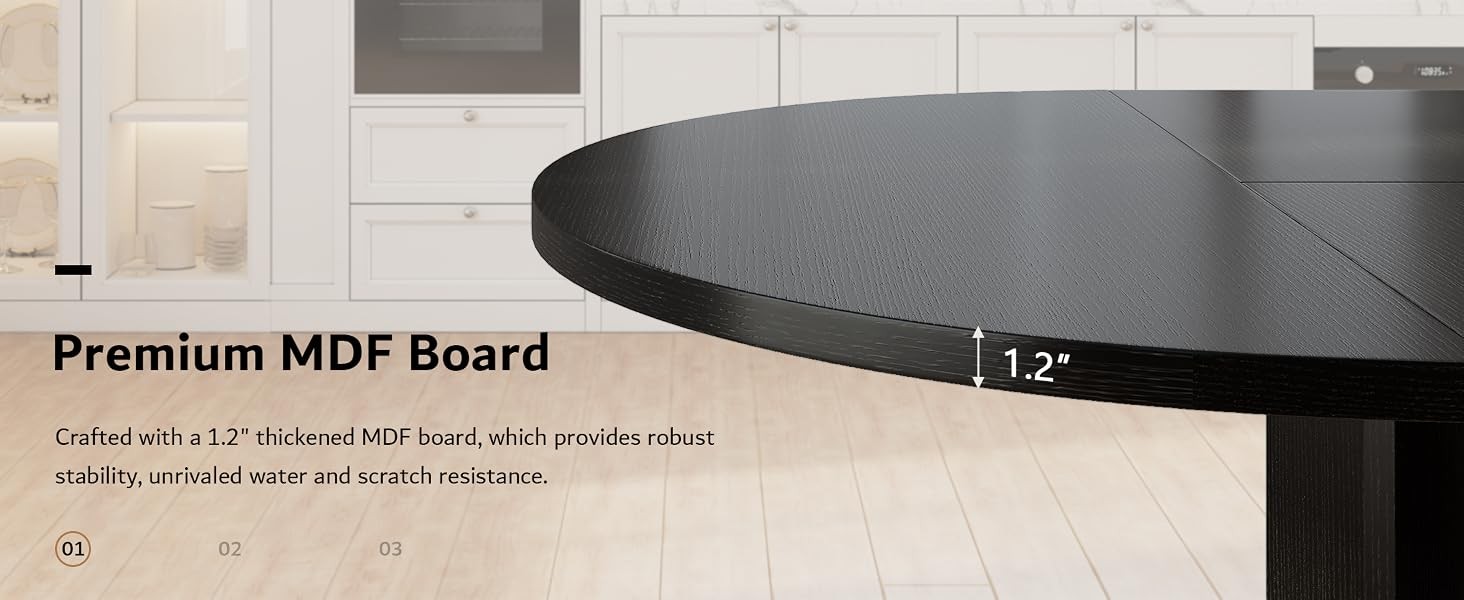 59" Extendable Round Dining Table for 4-6, Modern Kitchen Table with Heavy Duty