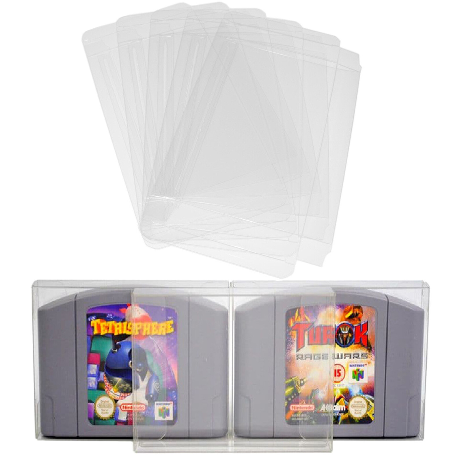 25PC Clear Box Sleeves Case For N64 CARTRIDGE PROTECTORS Sides Open Nintendo 64