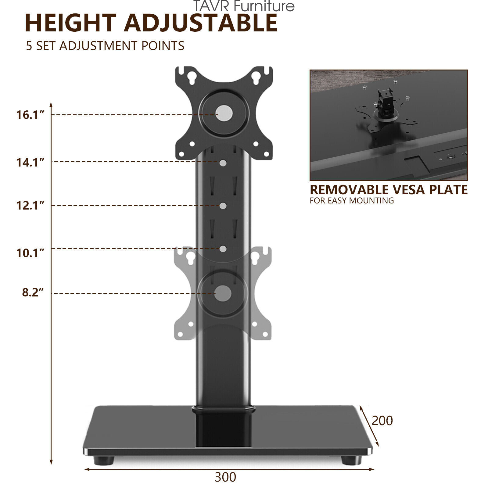 Monitor Stand with Single VESA for 12-32 Inch LCD LED TV Height Adjustable