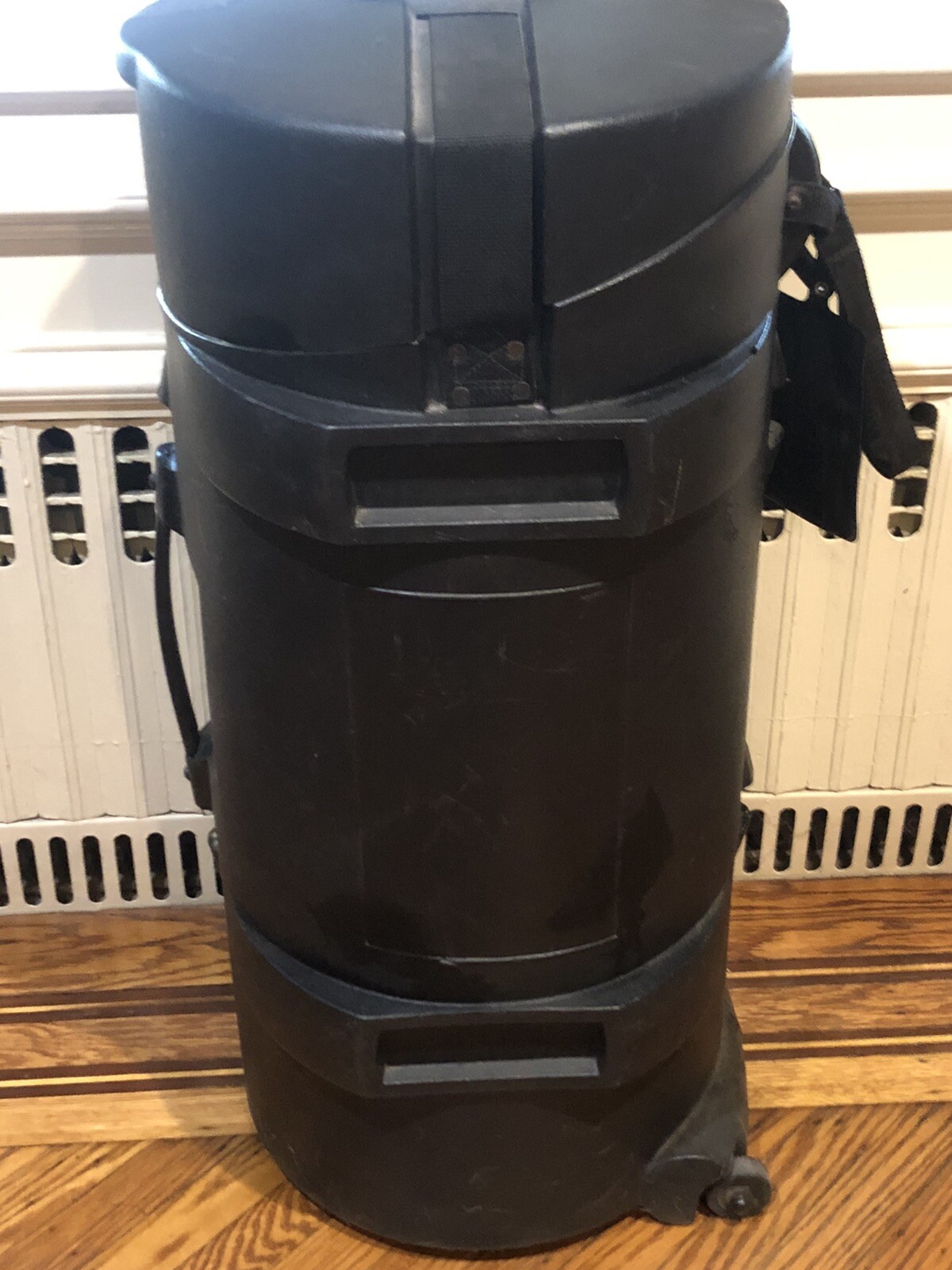 Premium Round Hard Rolling Storage Case  35" x 15" Black Hi-Impact Plastic Latch