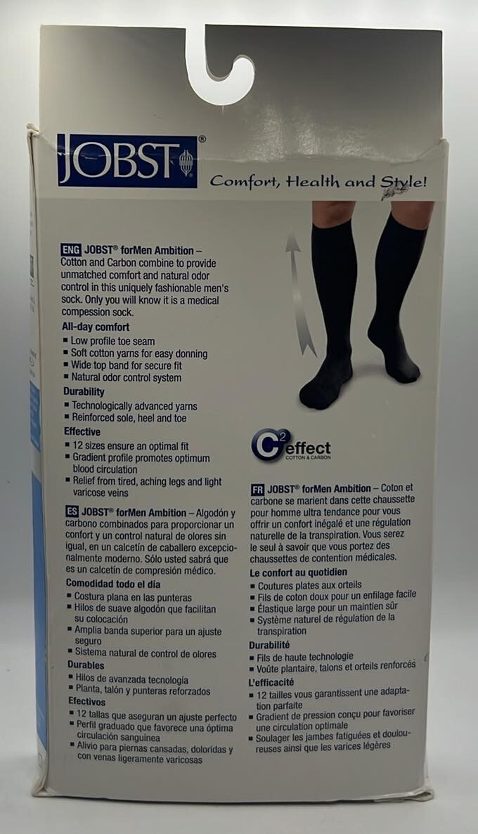 Jobst For Men Ambition Compression Socks ~ BLACK ~ SIZE 5 ~ KNEE HIGH REG ~ NEW
