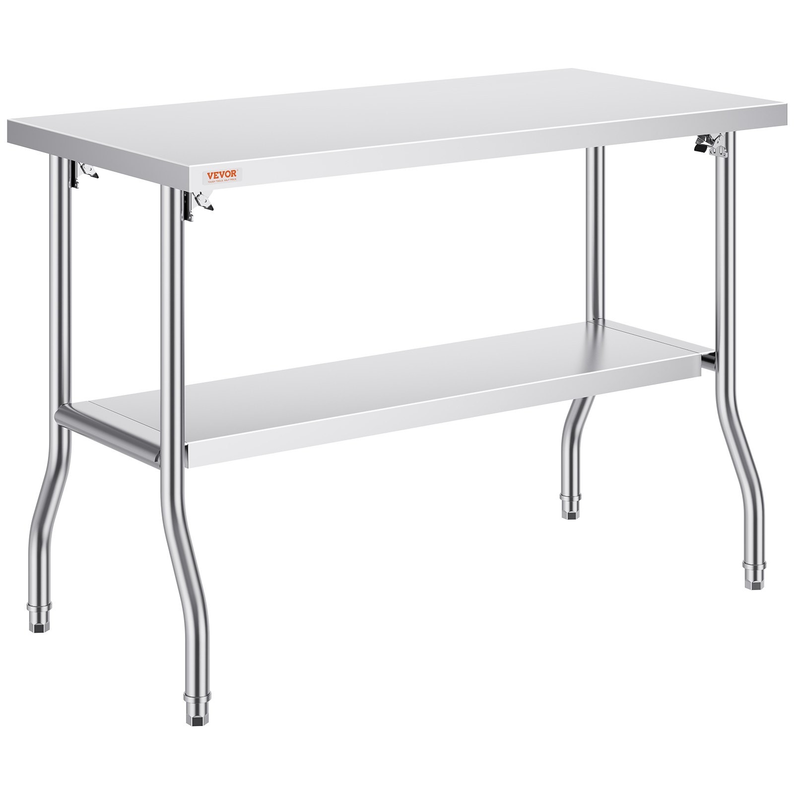 Folding Commercial Prep Table, 48 x 24 Inch Commercial Worktable Workstation wit