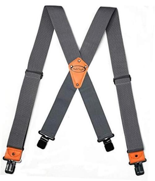 Melo Tough Men's Industrial Strength Suspenders Partial Elastic Gray