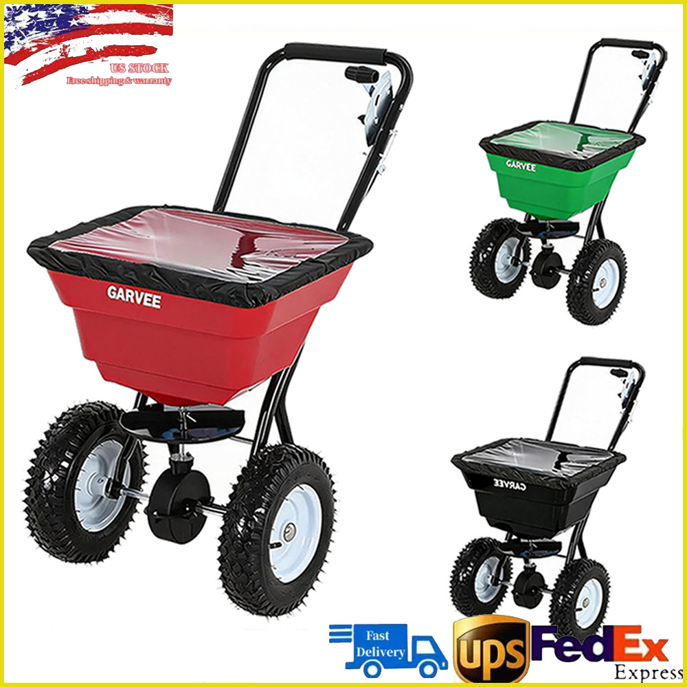 80LBS Push Behind Broadcast Spreader Hopper for Fertilizer Seed Lawn Garden Yard