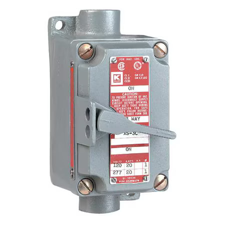Hubbell Killark Xsx-52 Manual Motor Switch, 20 A, 2 P, 1 Phase, Handle, Xsx