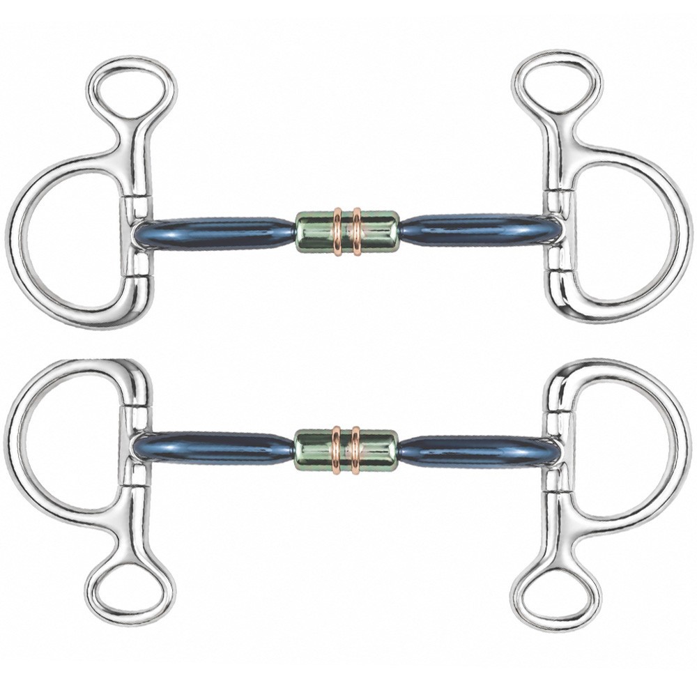 Blue Sweet Iron Copper Roller Baucher Bit Hanging Cheek Equestrian Horse Bit