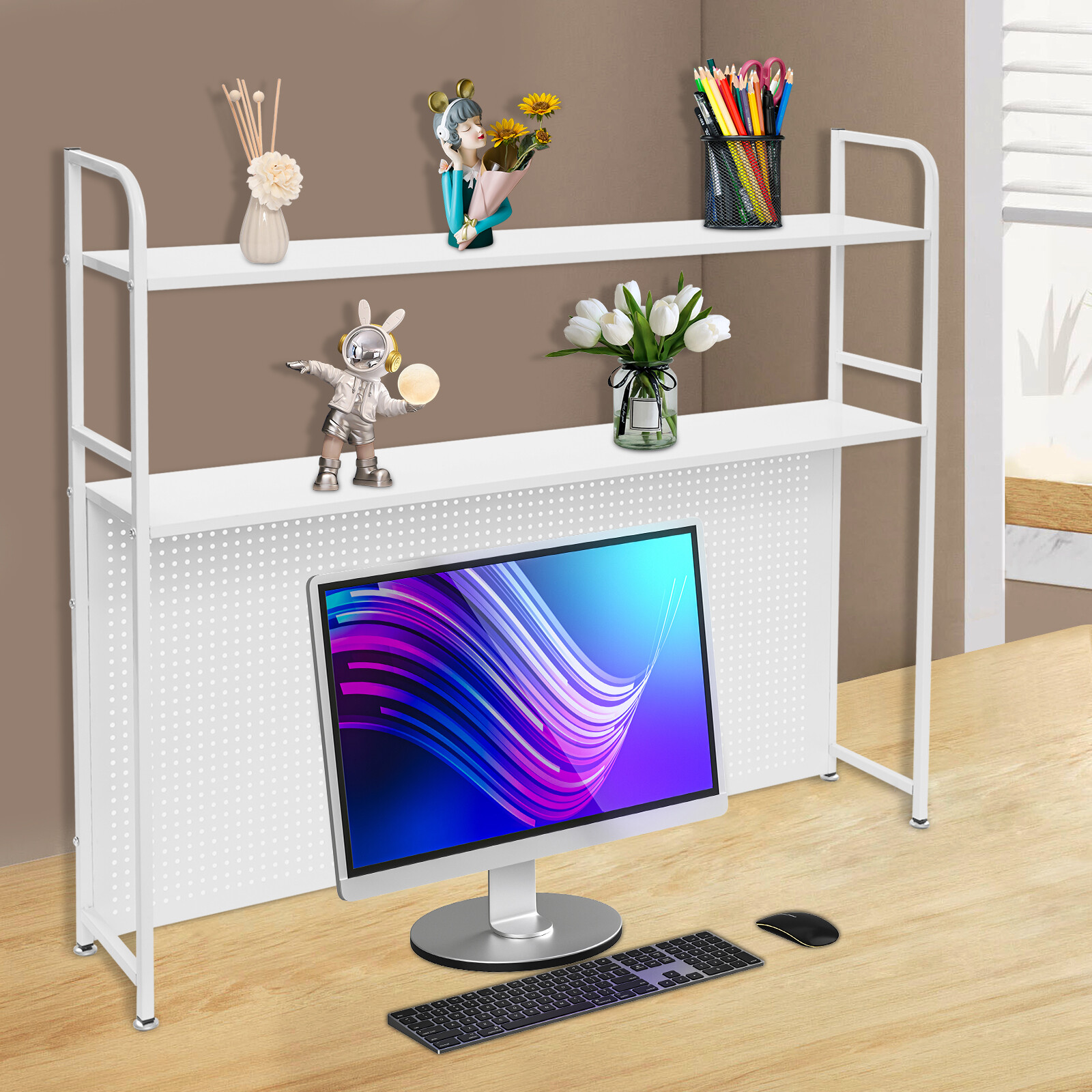 2-Tier Desktop Bookshelf, Desk Organizer, Office Shelves for students, teachers