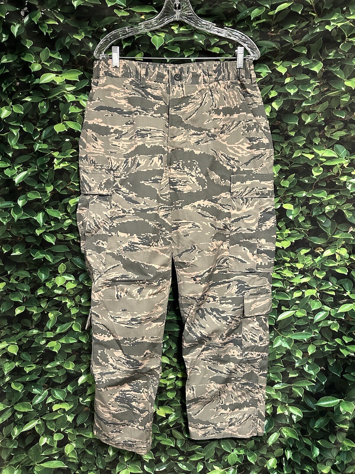 Camouflage Pants US Air Force Military Issue Mens Small Elastic Waist Green