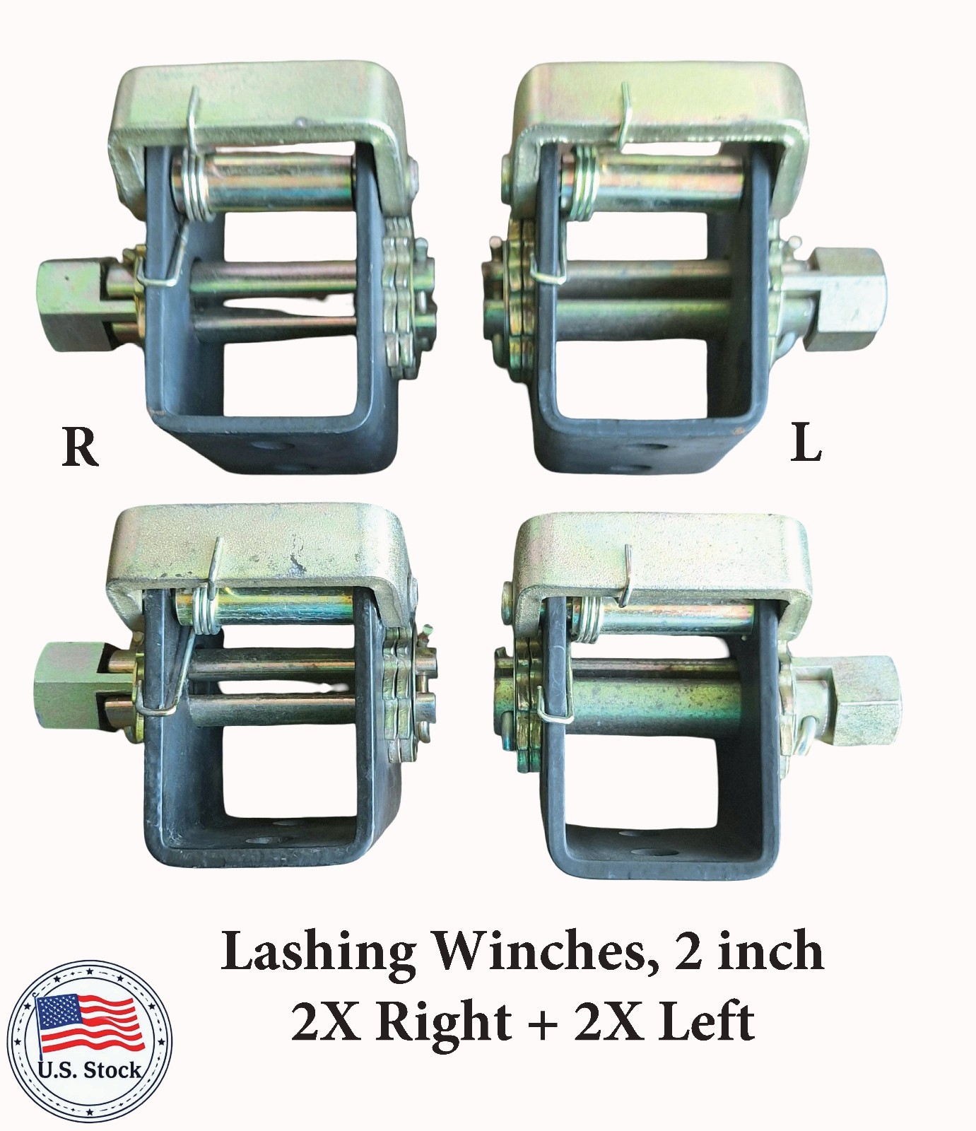 Lashing Winch, Set of 4, For 2" Strap, Tie-Down Strap Ratchet Binder
