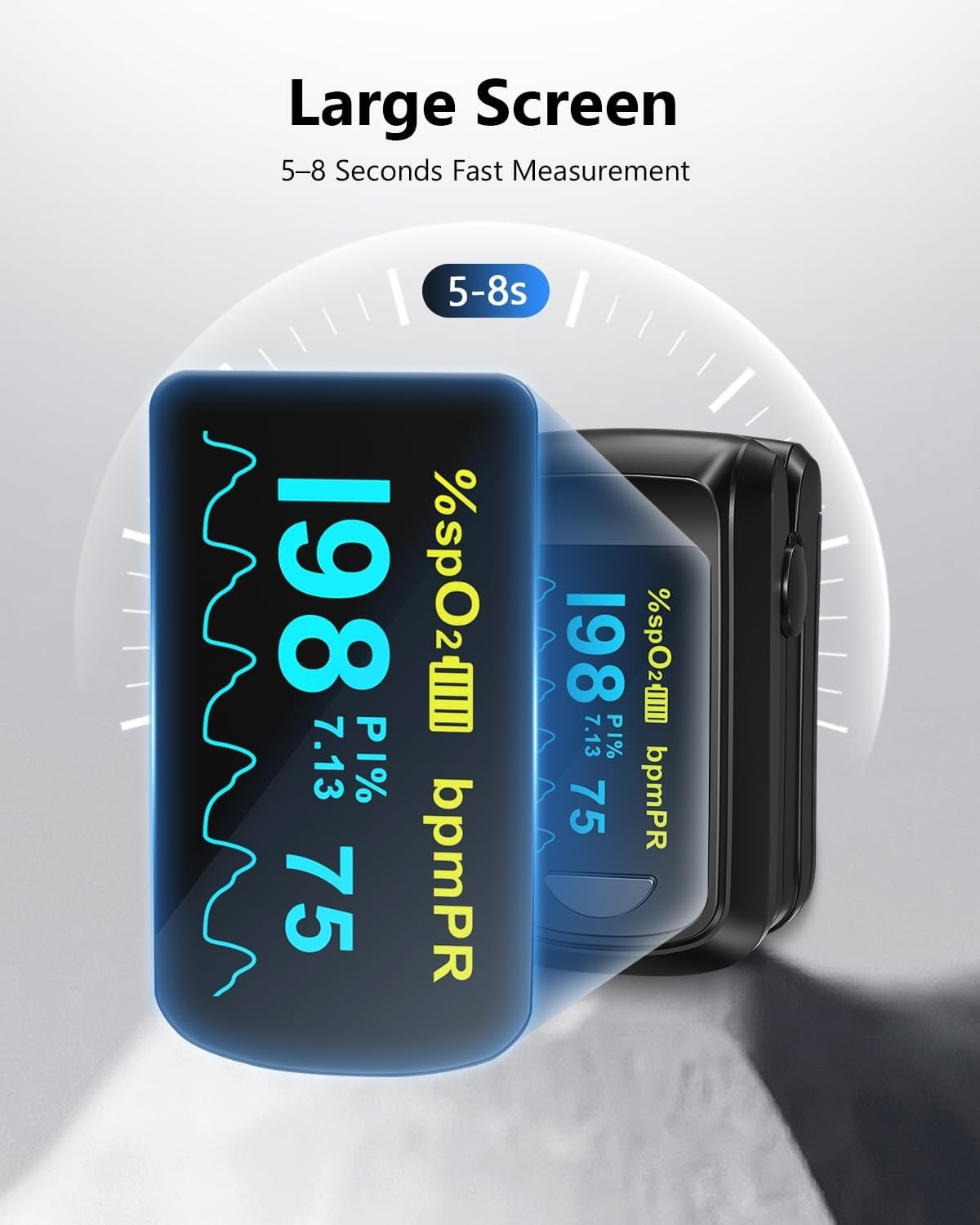 Lightweight Wireless Pulse Oximeter with 2 AAA Batteries & User-Friendly Design