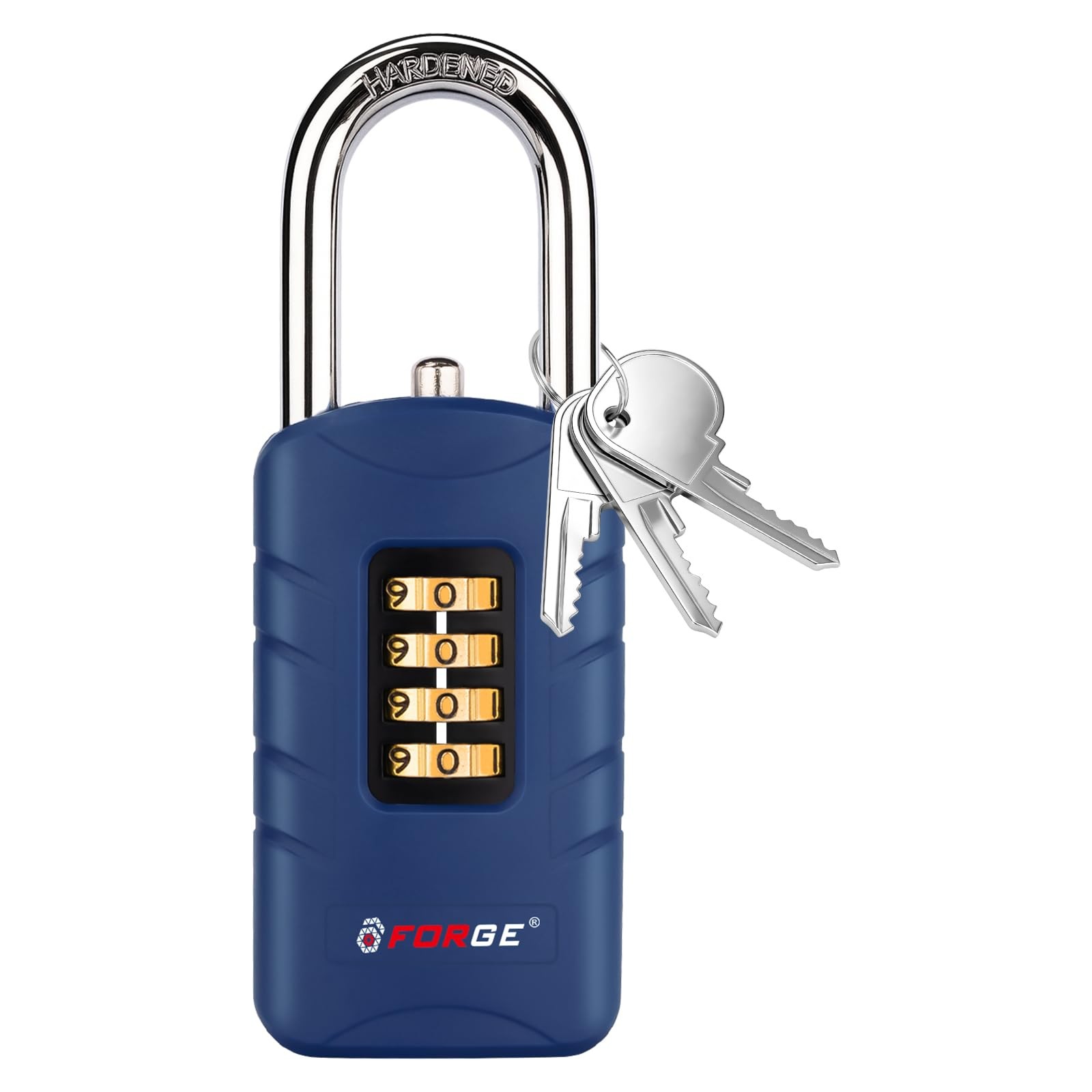Forge 4-Digit Combination Padlock with Backup Keys, Recover Forgotten Code, W...