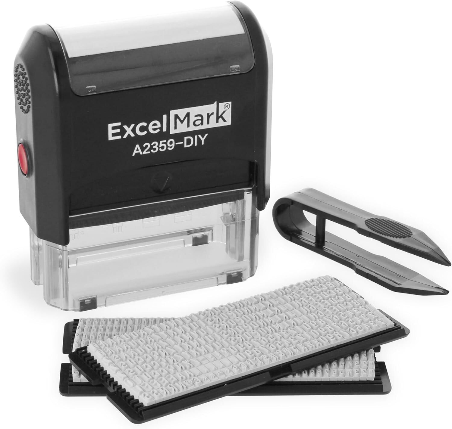 Complete DIY Custom Self-Inking Rubber Stamp Kit with Extra Letters & Tweezers