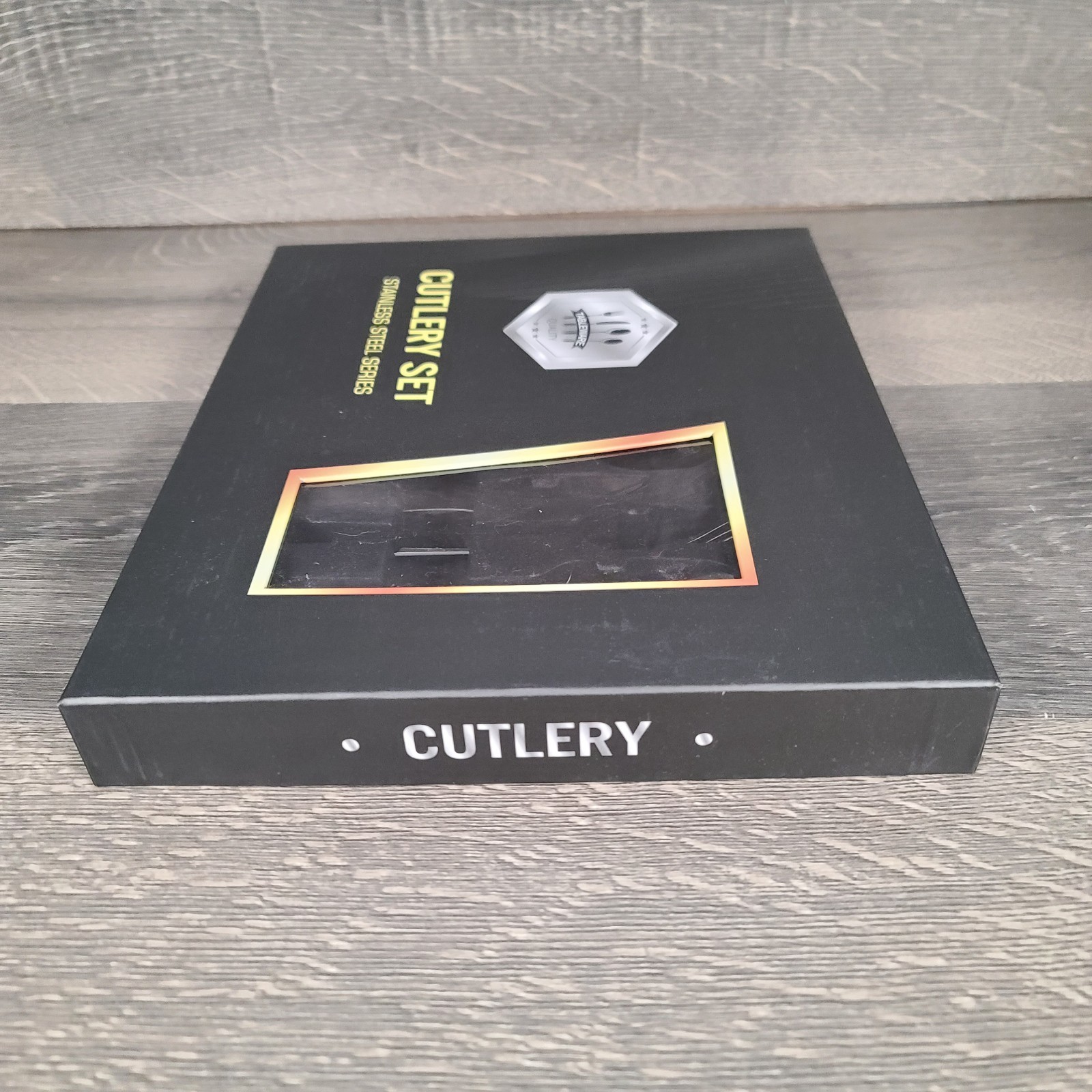 New Open Box Black Stainless Steel Series 11pc Flatware Set Modern Cutlery