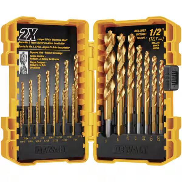DEWALT Titanium Nitride Coated Pilot Point Drill Bit Set (21-Piece)