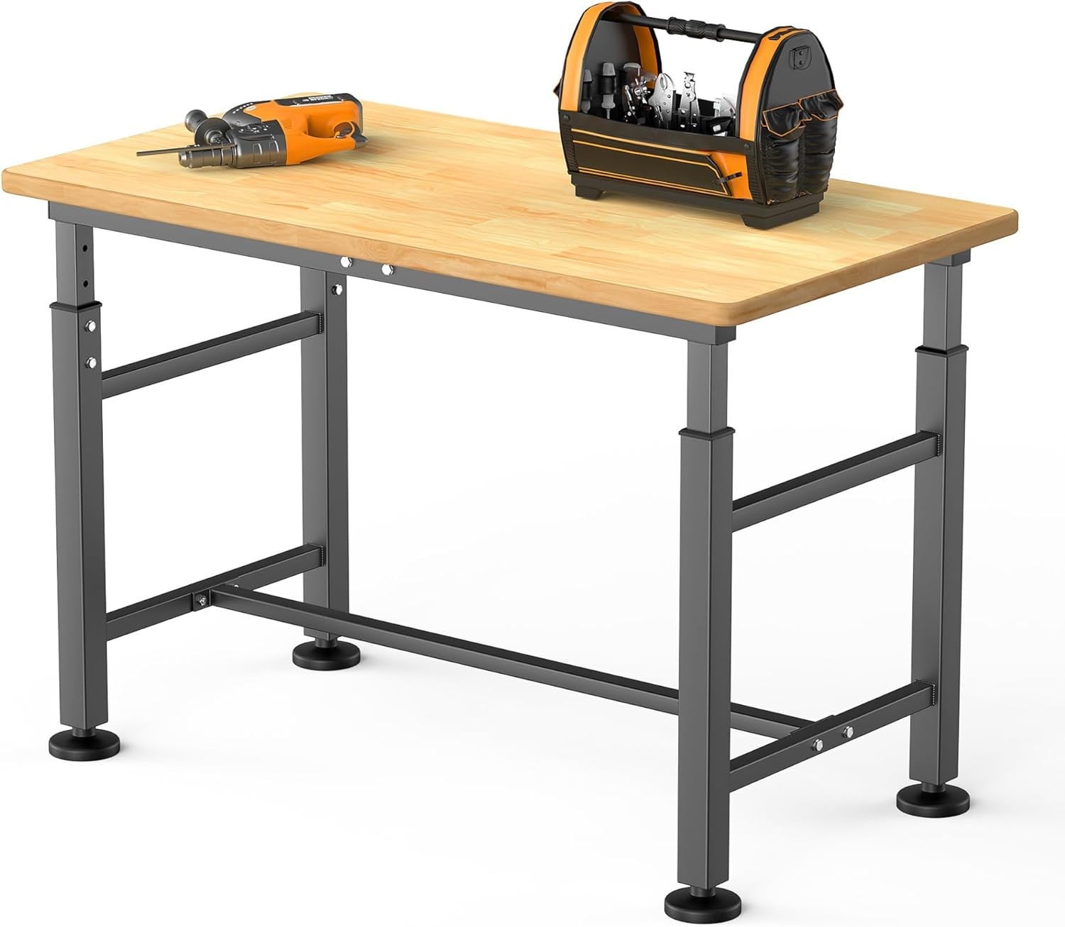 TORACK Heavy-Duty Workbench Rubberwood Top Adjustable 2000 lbs