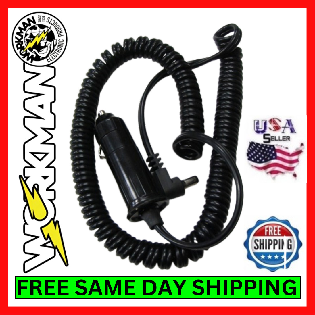 Workman 2-10 Radar Detector Power Cord w/ 2.1mm 3 Amp Fuse 10' Coil Replacement