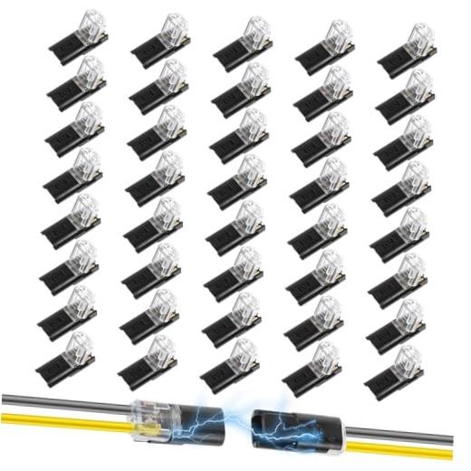 40 Pcs Low Voltage Wire Connector 2 Pin, Double Wire Plug in Connector