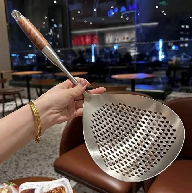 1pc Stainless Steel Slotted Spoon – Large Skimmer for Frying & Hot Pot - NEW