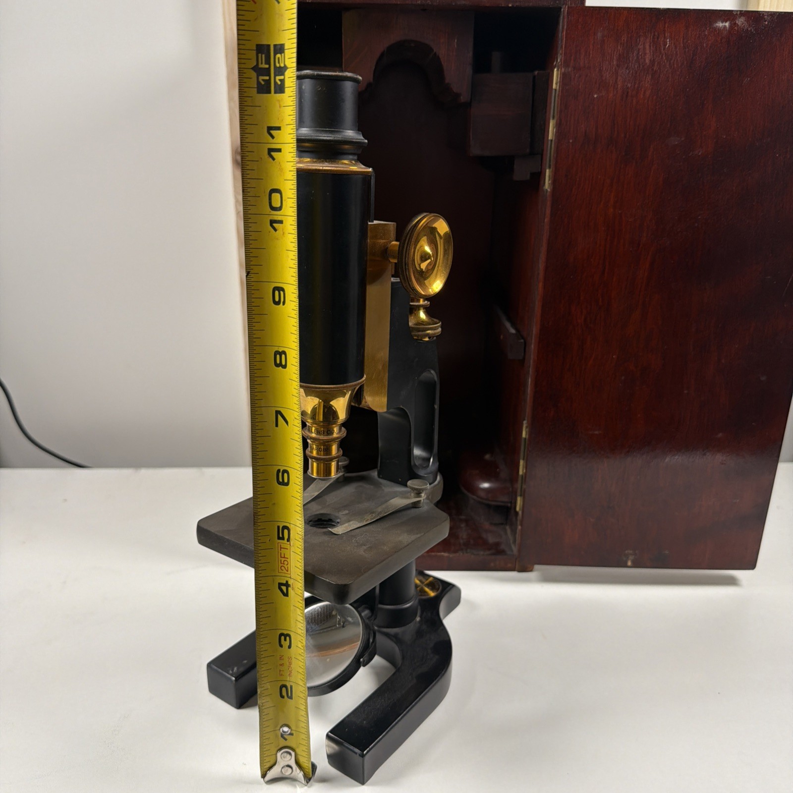Antique Bausch & Lomb Cast Iron & Brass Scientific Laboratory Microscope