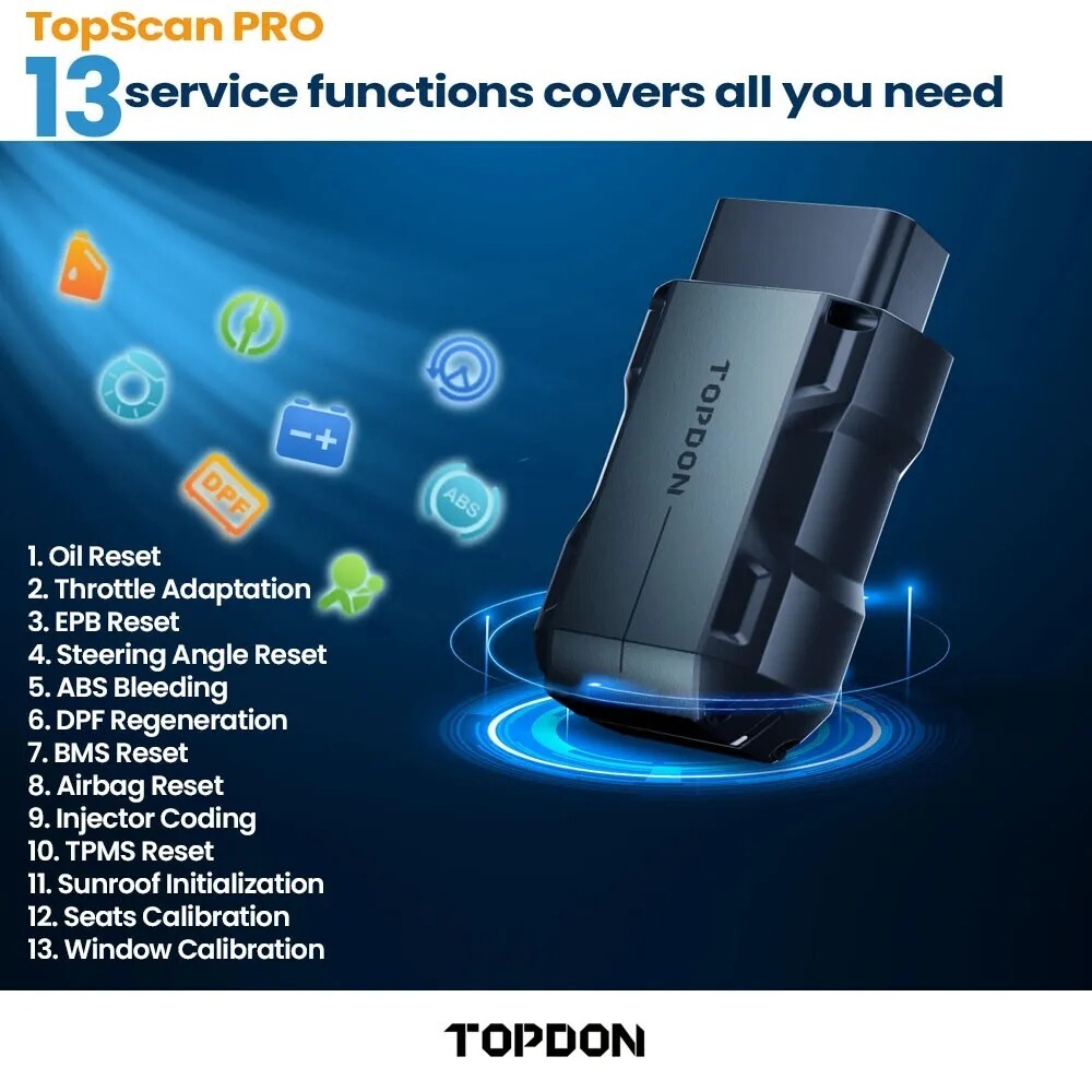 2025 TOPDON Topscan PRO Wireless OBD2 Scanner Code Reader Key Coding Diagnostic