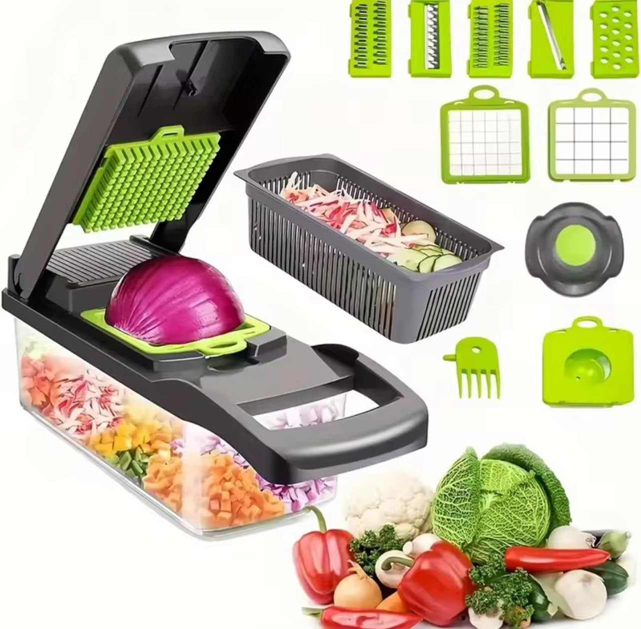 Picador De Verduras Rallador Vegetales Cortadora Multifuncional Cortador Papas
